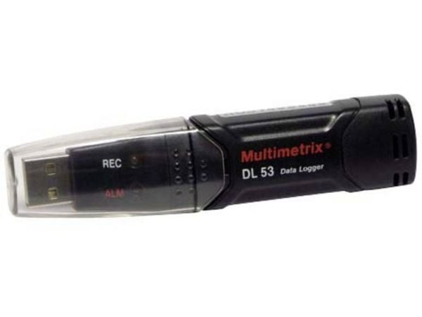 Multimetrix P06230801 DL 53 fuktighets-/temperatur-datalogger, måler luftfuktighet og temperatur -40 til 70 °C (inkl. veggbrakett)