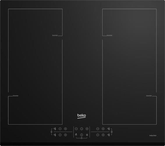 Beko HII64206F2MT - Induksjonskomfyrtopp - 4 plater - Nisje - bredde: 56 cm - dybde: 59 cm - med avfaset front - svart
