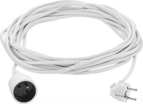 Elcan Extension cord 1-socket w/u 10m/H05VV-F 3x1/white PM-BW-1G-100