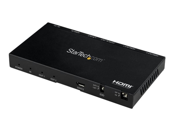 Startech 2-Port HDMI Splitter (1x2), 4K 60Hz UHD HDMI 2.0 Audio Video Splitter w/ Scaler & Audio Extractor (3.5mm/SPDIF), Dual HDMI Splitter (1-In ...