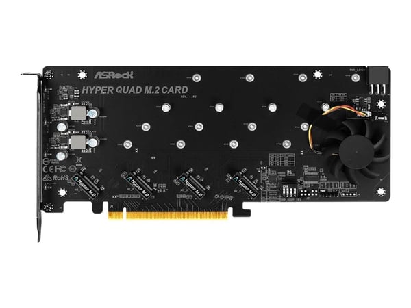 ASRock HYPER QUAD M.2 CARD - Grensesnittsadapter - M.2 - Expansion Slot to M.2 - M.2 Card - PCIe 4.0 x16