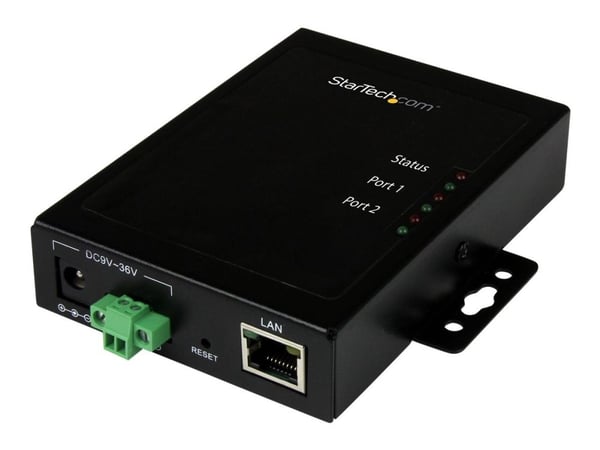 StarTech.com 2-ports seriell-til-IP Ethernet-enhetsserver - RS232 - Enhetsserver - 2 porter - 10 Mb LAN, 100 Mb LAN, RS-232 - AC 120/230 V / DC 9 i...