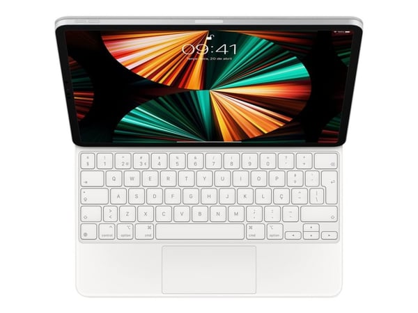Apple Magic Keyboard - Tastatur og folio-kasse - med styreflate - bagbelyst - Apple Smart connector - svensk - hvit - for 12,9-tommers iPad Pro (3....