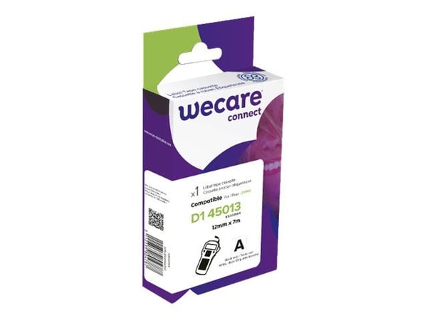 Wecare connect - Hvit bakgrunn med svarte bokstaver - Rull (1,2 cm x 7 m) 1 kassett(er) merketape - for DYMO LabelMANAGER 210D, 280, 360D, 420P, 50...
