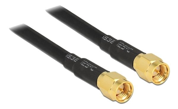 Delock - Antennekabel - SMA (hann) til SMA (hann) - 10 m - LMR-195 - svart