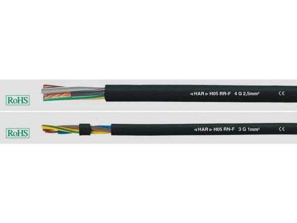 HELUKABEL H05RR-F, 0,75 mm², Svart, Kopper, 14,4 kg/km, 60 kg/km, 2000 V