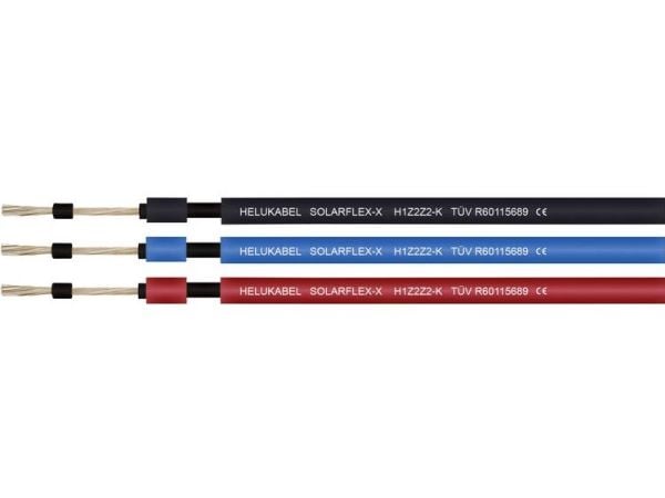 HELUKABEL SOLARFLEX-X H1Z2Z2-K, Kabel för medelhög spänning, Blå, 1 x 6 mm ², 57,6 kg/km, -40 - 90 ° C, DIN VDE 0285-525-1/DIN EN 50525.1 appendix ...