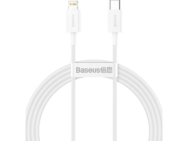 Baseus Superior, 1,5 m, Blixtlås, USB C, Hanstik, Hanstik, Hvid