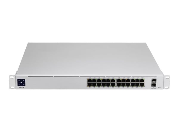 Ubiquiti UniFi Switch USW-Pro-24-POE - Switch - Administrerad - 24 x 10/100/1000 (16 PoE+, 8 PoE++) + 2 x 10 Gigabit SFP+ (upplänk) - skrivbordsmod...