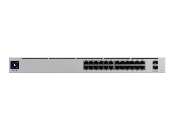 Ubiquiti UniFi Switch USW-Pro-24-POE - Switch - Administrerad - 24 x 10/100/1000 (16 PoE+, 8 PoE++) + 2 x 10 Gigabit SFP+ (upplänk) - skrivbordsmod...