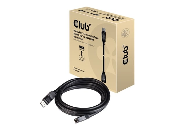 Club 3D - DisplayPort-forlengelseskabel - DisplayPort (hunn) til DisplayPort (hann) låst - DisplayPort 1.4 - 3 m - 8K-støtte