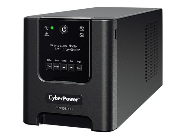 CyberPower Professional Tower Series PR750ELCDGR - UPS - AC 230 V - 675 Watt - 750 VA - 1-fas - RS-232, USB - utgångskontakter: 4 - aktive PFC - svart