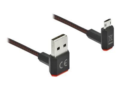 Delock Easy - USB-kabel - USB (hann) opp/ned-vinklet, vendbar til Micro-USB type B (hann) opp/ned-vinklet, vendbar - USB 2.0 - 1 m - svart