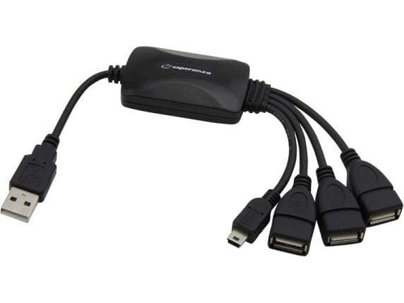 Esperanza EA158 - Hubb - 4 x USB 2.0 - skrivbordsmodell
