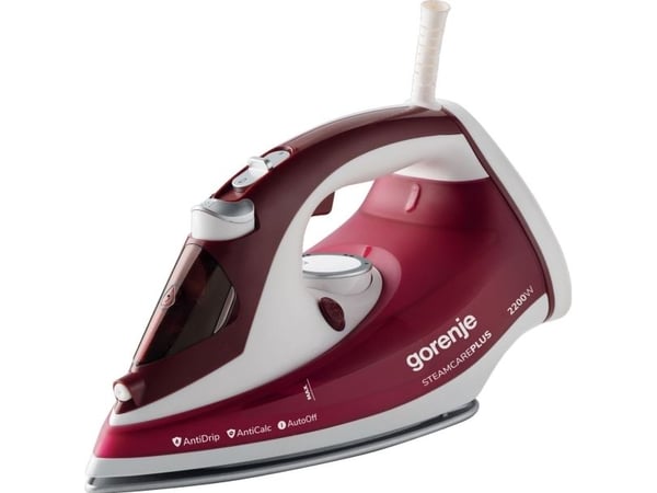 Gorenje SIH2200RBC, Dampstrykejern, Keramisk strykesåle, 2,5 m, 90 g/min, Rød, 30 g/min