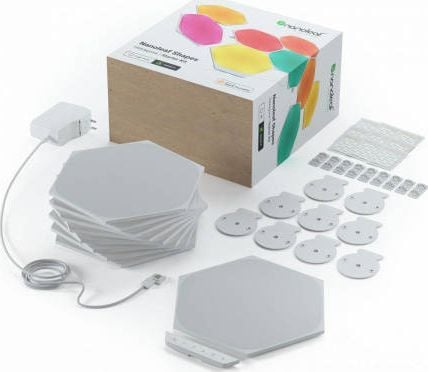 Nanoleaf Shapes Smarter Kit - Trådløst lyssett - LED x 9 - 2 W - klasse G - 16 millioner farger - 1200-6500 K - sekskant