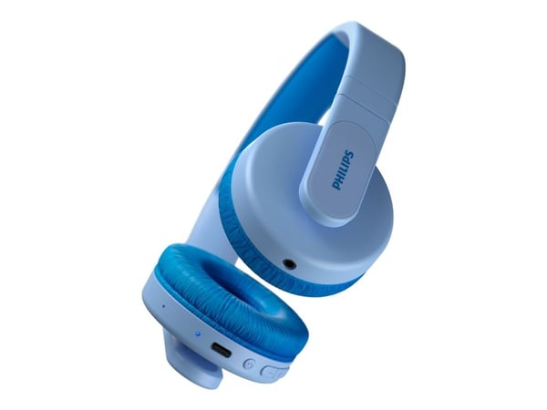 Philips Kids TAK4206BL - Hörlurar - på örat - Bluetooth - trådlös, kabelansluten - 3,5 mm kontakt - blå