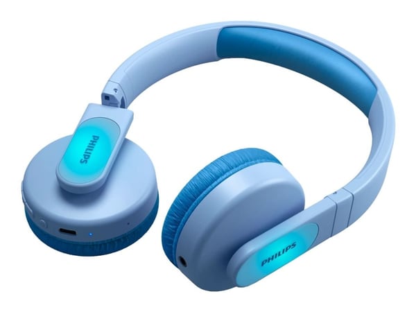 Philips Kids TAK4206BL - Hörlurar - på örat - Bluetooth - trådlös, kabelansluten - 3,5 mm kontakt - blå