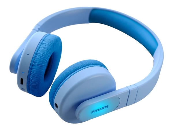 Philips Kids TAK4206BL - Hörlurar - på örat - Bluetooth - trådlös, kabelansluten - 3,5 mm kontakt - blå