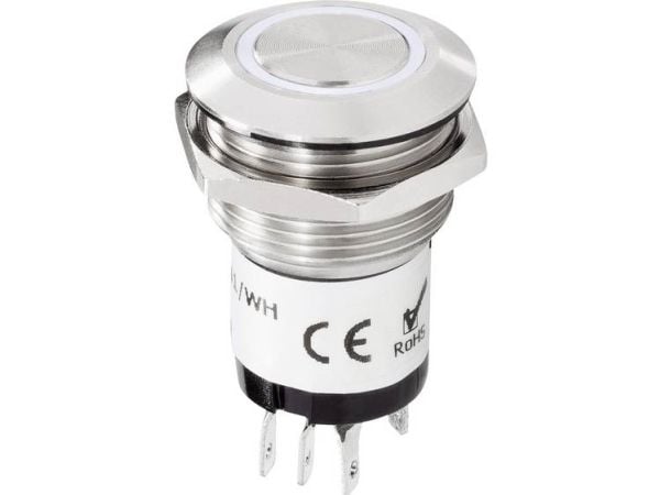 Renkforce RF-4707814 ringklockknapp belyst 1-fack rostfritt stål, vit 24 V DC/2 A, 24 V AC/1 A (RF-4707814)