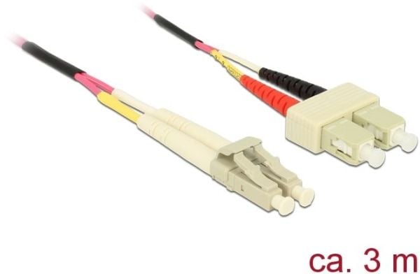 Delock - Nettverkskabel - SC flermodus (hann) til LC multimodus (hann) - 3 m - 3 m - fiberoptisk - 50 / 125 mikroner - OM4 - halogenfri - fiolett
