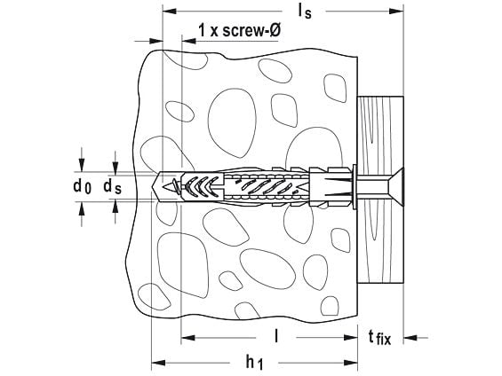 Fischer 518886, Nylon, Plast, Grønn, 50 mm, 8 mm, 6 cm, 4,5 mm