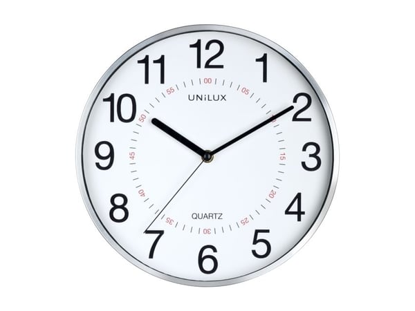 Unilux 400094280, Vegg, Quartz clock, Rund, Grå, Plast, Glass
