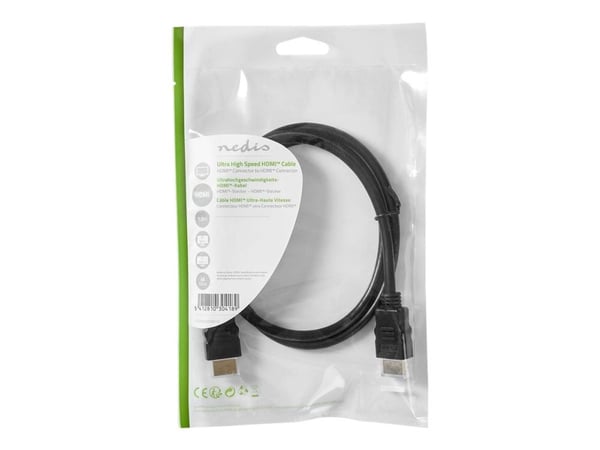 Nedis - HDMI-kaapeli - HDMI han lige til HDMI han lige - 1 m - sort - rund, 4K support