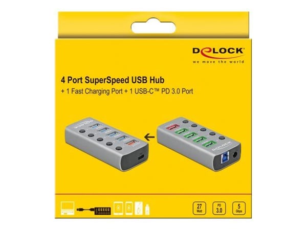 Delock - Hub - 4 x USB 3.2 Gen 1 - stasjonær