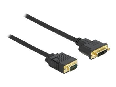 Delock - Adapterkabel - enkeltlenke - DVI-I (hunn) til HD-15 (VGA) (hann) - 5 m - tommelskruer - svart