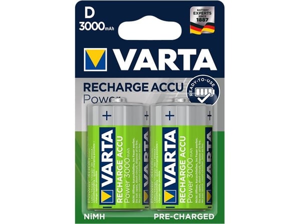 Varta Power Accu - Batteri 2 x D - NiMH - (ladbare) - 3000 mAh
