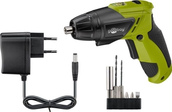 Goobay 71880, Boremaskin med pistolgrep, Nøkkelløs, Sort, Grønn, 230 RPM, Batteri, Lithium-Ion (Li-Ion)