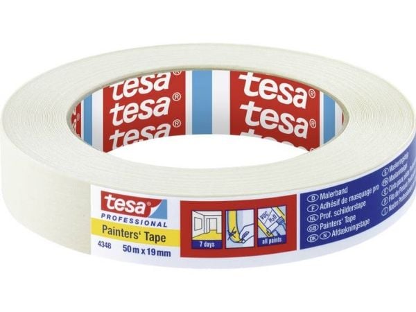 tesa malertape Krepp 4348 Standard papiravdekkbånd, 19 mm x 50 m, lettkreppt, 1 stk (04348-00015-03)
