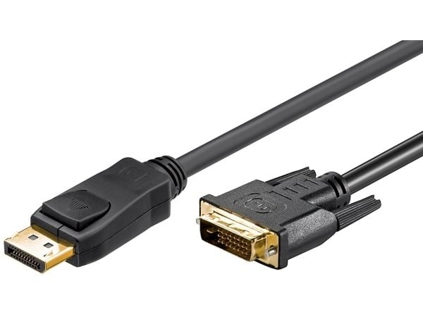 Goobay 2m DP/DVI, 2 m, DisplayPort, Gull, Sort, Hankjønn/hankjønn, 1 stykker
