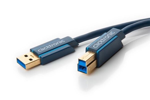 ClickTronic 0.5m USB3.0 A - B m/m, 0,5 m, USB A, USB B, USB 3.2 Gen 1 (3.1 Gen 1), Hankjønn/hankjønn, Blå