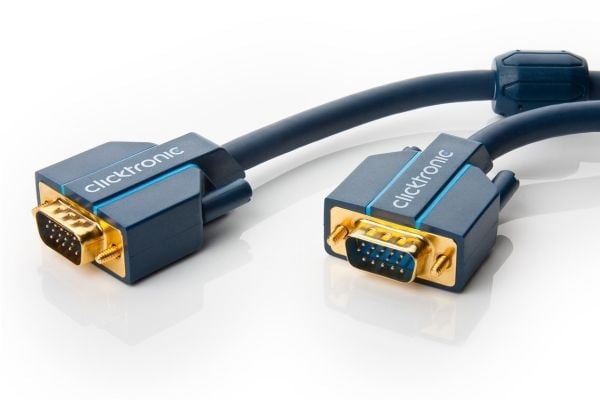 ClickTronic 3m VGA Connection, 3 m, VGA (D-Sub), VGA (D-Sub), Blå, Gull, Hankjønn/hankjønn
