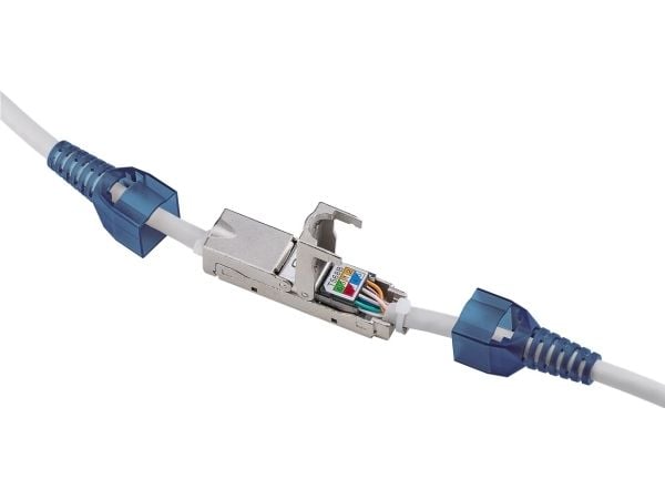 Goobay 79579, IDC, blå, grå, rett, sink, Cat6a, U/FTP (STP)