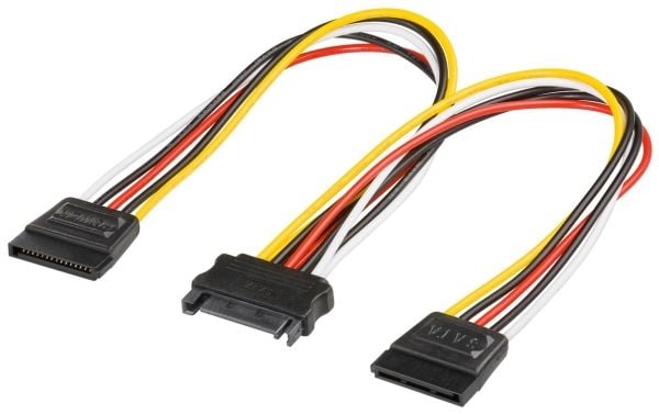 Goobay 95114, 0,2 m, 2 x SATA 155-pin, SATA 15-pin, Hankjønn, Hunkjønn, Rett