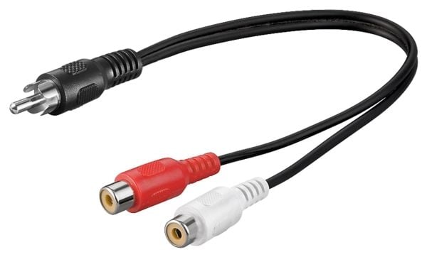 Goobay 50005, RCA, Uros, 2 x RCA, Naaras, 0,2 m, Musta, Punainen, Valkoinen