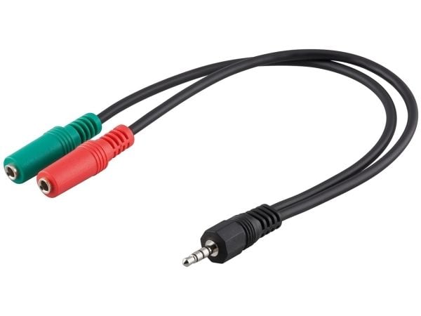 Goobay 50467, 3.5mm, Hankjønn, 2 x 3.5mm, Hunkjønn, 0,3 m, Sort, Grønn, Rød