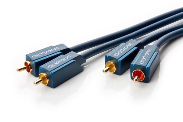 ClickTronic 5m Stereo Audio, Hankjønn, 2 x RCA, Hankjønn, 5 m, Blå
