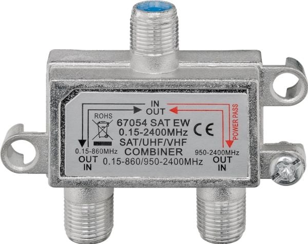 Goobay SAT EW, Kabel kombination, 0,15 - 2400 Mhz, Rustfrit stål