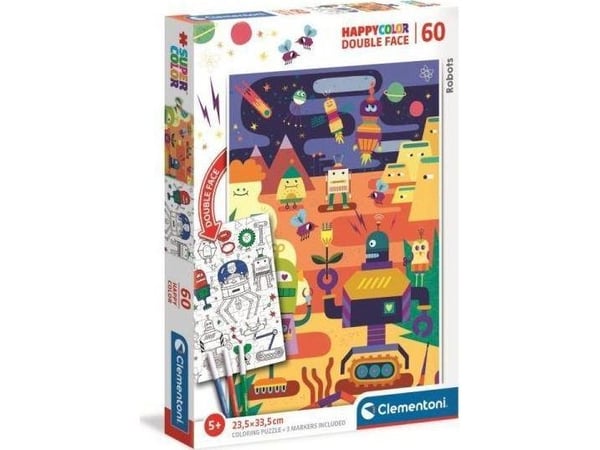 Dėlionė Clementoni Puzzle 60 HappyColor Dvigubas veido robotti Dvigubas veido robotas