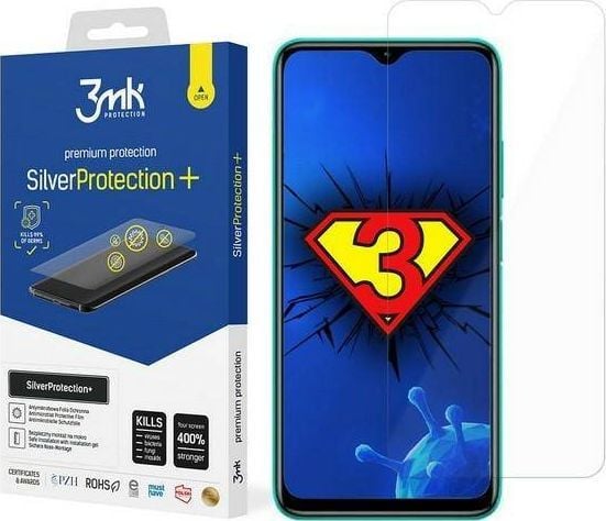3MK Silver Protect+ Xiaomi Redmi 9T antimikrobiell film montert på vått vis