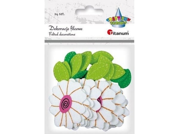 Titanum 3D filt klistremerker blomster blader mix 24 stk Titanum 3D filt klistremerker blomster blader mix 24 stk