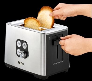Tefal Equinox TT420D, 2 levyä, musta, ruostumaton teräs, ruostumaton teräs, painikkeet, kääntö