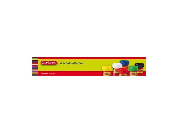Herlitz 8643025, 25 ml, Svart, Blå, Grønn, Rød, Hvit, Gult, 6 stykker
