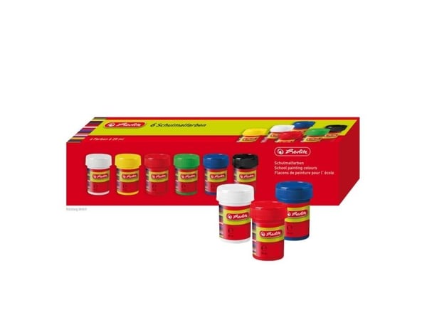 Herlitz 8643025, 25 ml, Svart, Blå, Grønn, Rød, Hvit, Gult, 6 stykker