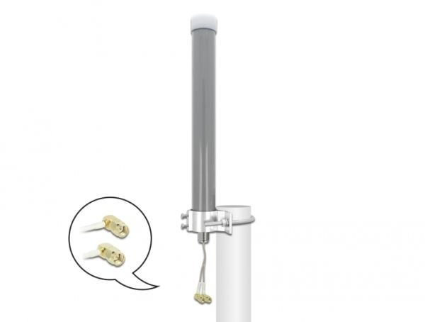 Delock - Antenne - mobiltelefon, Wi-Fi - 2-3 dBi - rundtstrålende - utendørs, stangmontering - grå