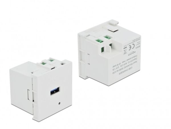 Delock - Easy 45 - USB-uttag - USB - 1 grupp - 3 A - vit, RAL 9003